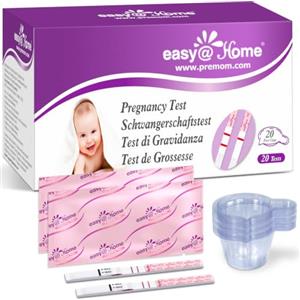 Easy@Home: Strisce test di gravidanza, confezione da 20 con 20 bicchieri per urina, kit test rapido hCG 10 mIU/mL