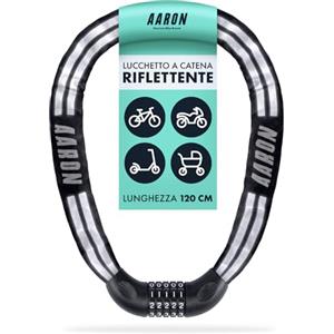 AARON Reflect Fahrradschloss mit 5-stelligem Zahlencode, 110cm Kettenschloss aus Stahl und hoher Sicherheitsstufe, Schloss für für E-Bike, Mountainbike, Trekkingrad, Tourenrad, Rennrad in Schwarz