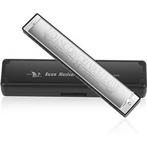 Tioamy Armonica a Bocca Harmonica Tremolo 24 Fori Harpe professionnelle Chiave di C Bocca organica diatonica con custodia per blues folk pop jazz per bambini adulti Studente regalo per principianti