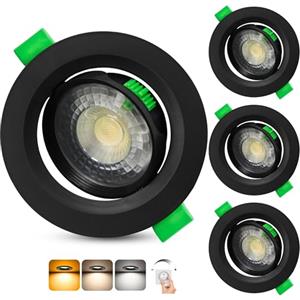 Aulaiyi Faretti LED da Incasso per Cartongesso Dimmerabili 230V, 5W 500LM Faretto Incasso Orientabili Regolabile 3CCT, IP44 Faretti LED Soffitto Ultrasottili per Bagno, Foro Ø68-80mm, Set di 3 Nero