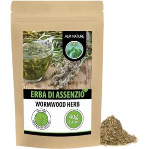 Alpi Nature Assenzio Tisana 40g, Tè Sfuso, Erba di Assenzio Essiccata e Tagliata per Tisana