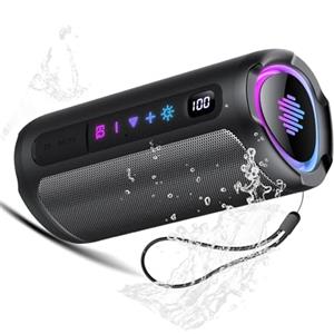 aowoka Cassa Bluetooth 5.4 Potente 20W, Doppio Driver Basso, 20H Autonomia, Casse Bluetooth Portatile con 2 EQ Modalità+Display Digitale, 7 RGB, TF, Accoppiamento TWS, Altoparlante Bluetooth da Esterno Feste
