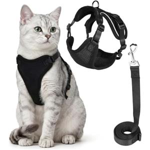 Aolso Pettorina per Gatti con Guinzaglio,Pettorina per Gatti Regolabile con Cinghia da 150 cm,Guinzaglio per Gattis Regolabile,Imbracature di Traspiranti Regolabili Riflettenti per Camminare - M