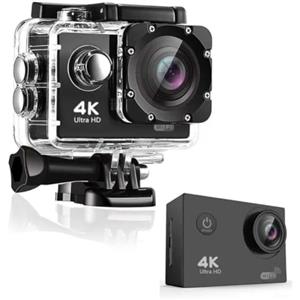 MuchLuckystar Action Camera 4K impermeabile Sport Cam con WiFi EIS Stabilizzazione Dual Screen per Immersioni Ciclismo (nero)