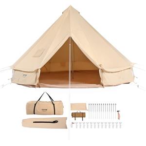 VEVOR Tenda Campana in Tela 6m Tenda Campeggio per Famiglie Feste Attività all'Aperto con Foro per Stufa a Legna e Borse di Stoccaggio Capienza ca. 10 Persone, BBQ Esterno, Gruppi all'Aperto, Caccia