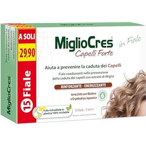F & F MiglioCres, Fiale Anticaduta Capelli, Rinforzante ed Energizzante, 15x7ml | Trattamento Dermocoscetico con Estratti di Miglio, Biotina e Eryobotrya Japonica