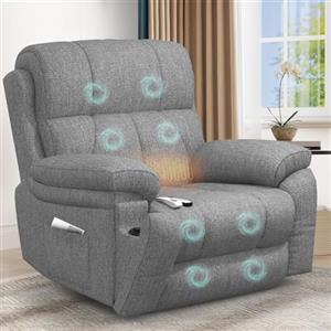YONISEE Poltrona Relax Elettrica 150° Poltrone Massaggiante Reclinabile Alzapersona Con Poggiapiedi e Riscaldamento, USB+Tipo C, Portabicchieri, Tasche Laterali, Sofa Da Letto Salotto (Gris)