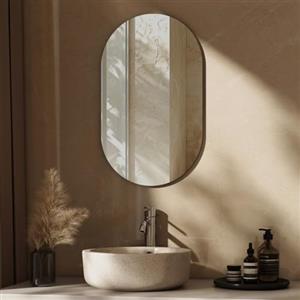 EMKE Specchio da Bagno Ovale 40 x 70 cm, Senza Cornice | Vetro di Sicurezza, Specchio da Parete Decorativo per Bagno e Soggiorno (Orizzontale/Verticale)