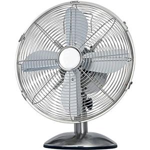 Termozeta TZMA01 Ventilatore da tavolo Manchester in metallo cromato design vintage; pale 30 cm; motore 35W.