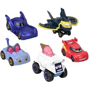 Fisher-Price DC Batwheels - Set da 5 macchinine in scala 1:55, include Bam Batmobile, Redbird, Kitty, Snowy e Batwing, veicoli die-cast da collezione, giocattolo per bambini, 3+ anni, HML20