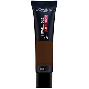 L'Oreal Paris l'Oréal Paris MakeUp Infaillible 24h Mat Cover, Fondotinta Coprente, Finish Matte, Formula a Lunga Durata, 385 Cacao, 35 ml, Confezione da 1