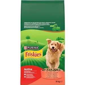 FRISKIES Active Crocchette per Cani Adulti con Manzo e verdure - Alimento Secco in una confezione da 9 kg