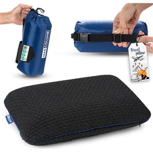 Marcolumb Cuscino da viaggio - Supporto ergonomico per il collo da campeggio in memory foam con federa termoregolante - Borsa da viaggio impermeabile inclusa