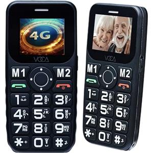 VOCA Telefono VOCA Big Button 4G per anziani | 4G LTE sbloccato | Volume amplificato | Pulsante SOS | Chiamata rapida | Numero grande sul display | Pulsante grande | Lunga durata | V141 (Nero)