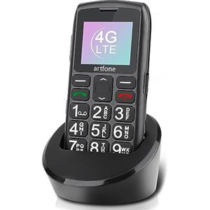 artfone Telefono Cellulare per Anziani 4G LTE con Tasti Grandi, Batteria 1800mAh, Pulsante SOS, Volume Alto, Base di Ricarica USB-C, Chiamata Rapida, Telefonino Cellulari per Anziane e Nonni, Nero