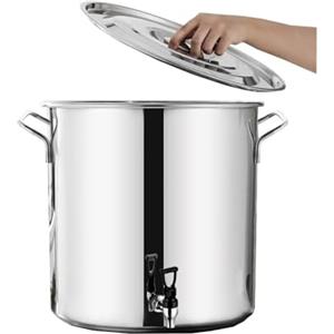 Generic Pentola per zuppa con coperchio - Pentola con coperchio, in acciaio inox, con fondo composito, per il vino, per il latte addensato con rubinetto