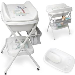 Interbaby Vaschetta Bagnetto Fasciatoio Pieghevole, Gambe, Ruote (Stelle)