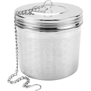 Zuuyye Colino per Spezie & Infusore per tè Extra Large, Filtro in Acciaio Inox 304 con Gancio a S & Catena 20cm, Rete Fine per Erbe, tè, Spezie Sciolte (7.6 * 7.6cm)