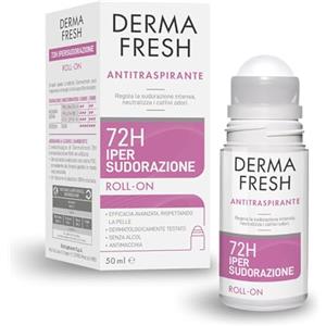 Dermafresh Ipersudorazione Efficace 72H, Deodorante Antitraspirante Roll-On 50 ml, No Alcol, Antimacchia, Delicato sulla Pelle, Contro Sudorazione e Cattivi Odori, Dermatologicamente Testato