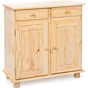 Inter Link - Cassettiera Cottage - Credenza - Credenza Cottage - Mobile laterale - Pino massiccio - 2 ante - 2 cassetti - laccato naturale