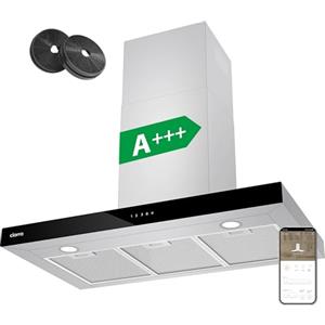 CIARRA ASS9102 Classe A++ Cappa Aspirante 90 cm Cappa da Cucina Scarico/Aria Ricircolata 4 Velocità Livelli Controllo Touch LED 650m3/h con filtro a carbone CBCF003