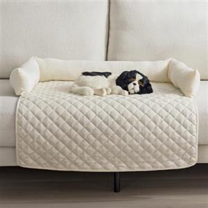 OKYUK Cuccia per cani, protezione per il divano fatta a mano, lavabile, morbido cuscino per cani di taglia grande, media e piccola (beige, 90 x 90 cm)