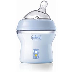 Chicco Natural Feeling Biberon Anticolica 0 Mesi + da 150 ml, Biberon con Tettarella in Silicone Morbida e Flessibile, Adatto per Allattamento Misto, Flusso Lento, Colore Azzurro