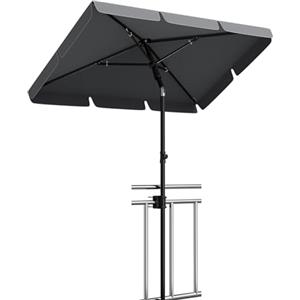 GarveeHome Protezione UV50+ Ombrellone da Giardino Rettangolare - Altezza e Inclinazione Regolabili - Morsetto e Copertura Protettiva Inclusi - Ideale per Balcone Terrazzo Prato Spiaggia - Poliestere 160PA