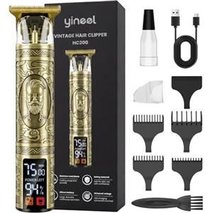 Yineel HC200 Tagliacapelli Uomo Professionale, Elettrico Barba Macchinetta per Capelli, Rasoio Elettrico Ricaricabile USB, Schermo LCD, Set Tagliabarba, Lama di Precisione a T, Regalo per Uomo