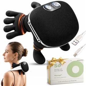BeFit24 Massaggiatore Cervicale Ergonomico 4D Senza Fili, Massaggiatore Collo e Spalle con Calore, Massaggio Cervicale Profondo per Sollievo dal Dolore, Cuscino Massaggiante Schiena Portatile USB