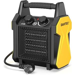 DAHTEC Termoventilatore Ceramico 2000W - Mini Compatto Stufa Elettrica - Protezione dal Ribaltamento & Termostato - per Casa, Bagno o Officina