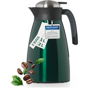 Blumtal caraffa termica 2 litro - thermos acqua calda senza BPA con sistema di chiusura Quick Tip - caraffa termica caffè e tè a prova di perdite per un isolamento di lunga durata - thermos 2l - verde