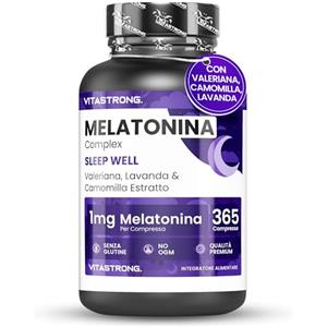 Vitastrong. Vitastrong Melatonina Complex, Valeriana, Camomilla, Lavanda, 365 Compresse