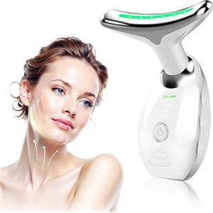 Journeyside Massaggiatore Viso Elettrico, 3 Modalità Massaggiatore Viso Elettrico Antirughe Lifting, Dispositivo di Bellezza Antirughe, Impacco Caldo a 45 ℃ Terapia Della Luce EMS lifting del Collo Rassodante