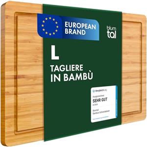 Blumtal Tagliere da Cucina Professionale - Tagliere Legno Grande - Scanalatura Anti-Gocciolamento - Tagliere in Legno Bamboo Antibatterico - 38x25cm - Piccolo