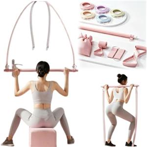 Generic Set di 11 fasce di resistenza con barra per pilates, kit di corde elastiche per yoga, allenamento della forza, schiena e spalle, kit di allenamento completo per uomini e donne