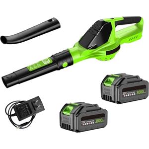 Pneterg Soffiatore di fogli senza fili, 21 V, 3000 W, soffiatore a batteria, 100 MPH, 120 CFM, 5 velocità, soffiatore Parkside potente e leggero per giardino, terrazza (2 batterie)