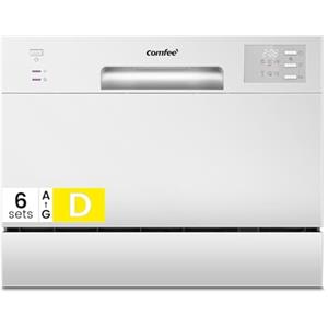 COMFEE' COMFEE CDWMT0602EWD-EU Lavastoviglie da Tavolo 6 Coperti, 6 Programmi di Lavaggio, Ultra Silenziosa 47dB, Display LED Digitale, Blocco Sicurezza Bambini, Compatta per Piccole Cucine, Bianco
