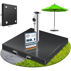 KESSER Portaombrelloni in granito con tubo in acciaio inox, supporto quadrato di alta qualità, 30 kg, per bastoni fino a 16 - 48 mm, incl. maniglia per il trasporto da giardino, balcone, antracite