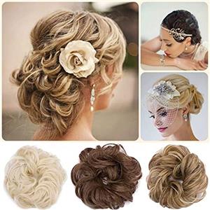 Rich Choices Hair Extension Clip Capelli Veri Chignon Updo Bun Ponytail Scrunchie Parrucchino Capelli Ricci Mossi Posticci Biondo cenere