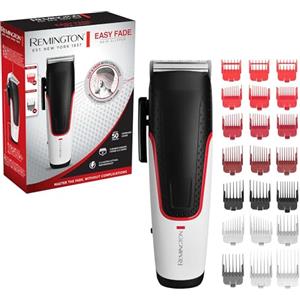 Remington Tagliacapelli - Lame Autoaffilanti in Acciaio Inox - 10 pettini , 9 pettini accessori, 2 pettini per capelli dietro le orecchie, funzionamento a rete-batteria, Tagliacapelli Easy Fade HC500