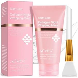 RoongDuuDll Maschera per il viso al collagene, maschera per il viso in gelatina al collagene con pennello per gelatina, maschera peel off per trattamenti per il viso professionale coreano per la cura della pelle