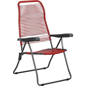 Totò Piccinni Sedia Sdraio STRING cordonata con braccioli con 6 posizioni Made in Italy (Rosso, Sdraio)