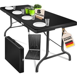 KESSER Tavolo pieghevole per buffet, in plastica, 183 x 76 cm, per giardino, terrazza e balcone, pieghevole, per 6 persone, con maniglia