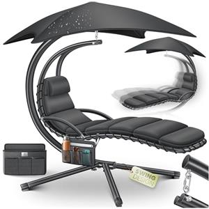 KESSER® Lettino sospeso, con ombrellone, altezza 200, lunghezza 194, larghezza 100 cm, sedia a dondolo amaca, portata fino a 120 kg, cuscino per il collo, borsa inclusa