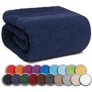 NatureMark - Confezione da 1 Asciugamani Sauna, Qualità Premium, 80 x 200 cm, 100% Cotone, Blu Marina