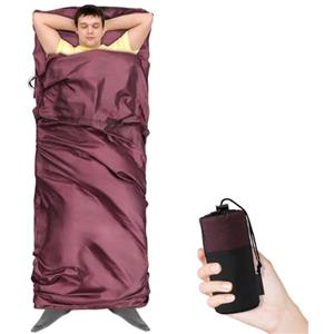 Sundom Sacco Lenzuolo, Morbida Sacco Lenzuolo da Viaggio con Tasca per Cuscino Sacco Letto Ultraleggero Portatile per Hotel, Zaino in Spalla, Campeggio