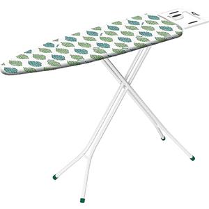 Vileda GIMI Leo Asse da Stiro, Asse da Stiro con Portacaldaia, Regolabile in Altezza, Piano Stiro 110 x 33 cm, Acciaio, Bianco, 132 x 33 x 90 cm