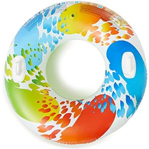 Intex 58202EU - Ciambellone Gonfiabile Mare con Maniglie Assortiti, Vinile, Multicolore, 122 cm