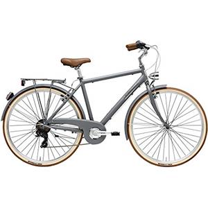 Cicli Adriatica Bazam - Bicicletta City Bike Uomo 28 Retrò Man Vintage, Cambio a 6 Velocità, Telaio in Alluminio, Taglia 50, Grigio Opaco
